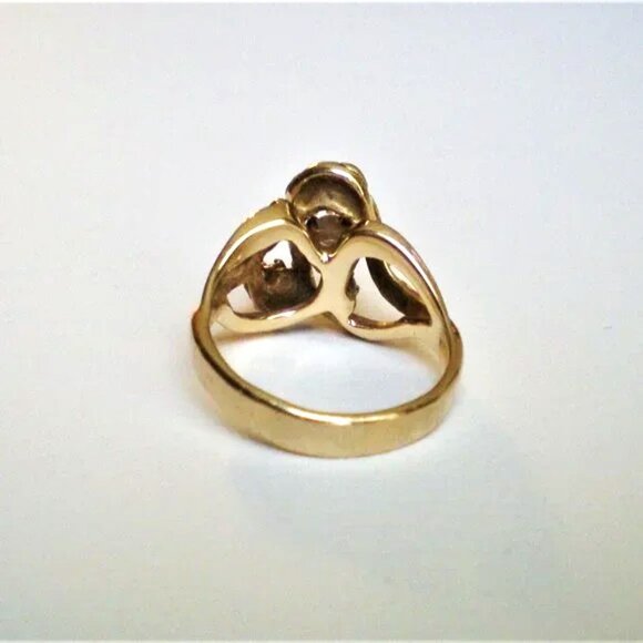 Designer Solid 14K Yellow Gold Real 22K Gold Nugget Diamond Cluster Ring - Picture 10 of 12